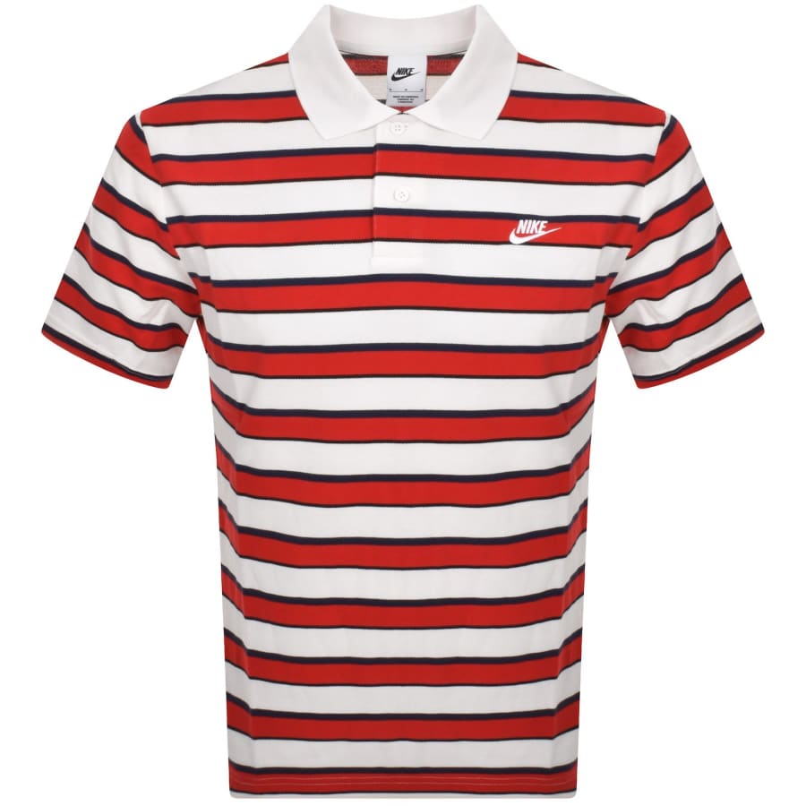 Nike Stripe Polo T Shirt Off White